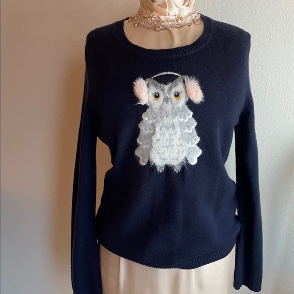 Kate Spade Broome Street navy blue owl sweater